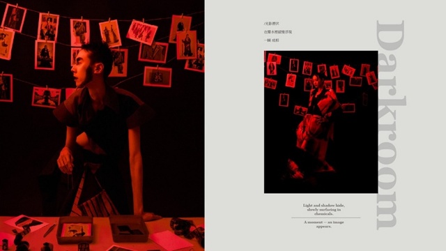 影像成像時的模糊、曝光與重疊效果,使服裝宛如正在感光的底片